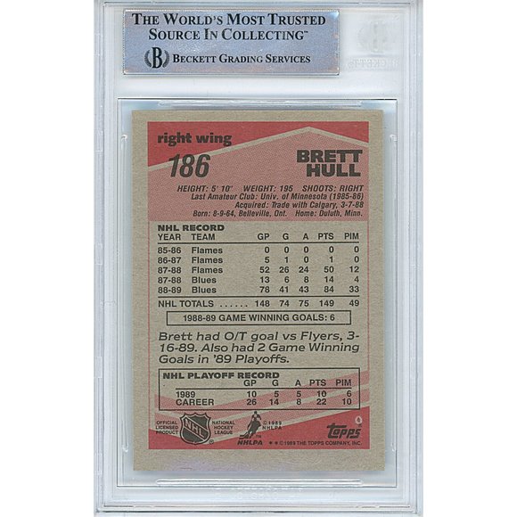 Brett Hull Signed St Louis Blues 1989-90 Topps Hockey Card Beckett BAS Autograph - Picture 2 of 4